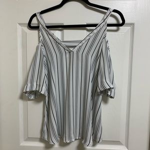 Striped white and black woman’s top